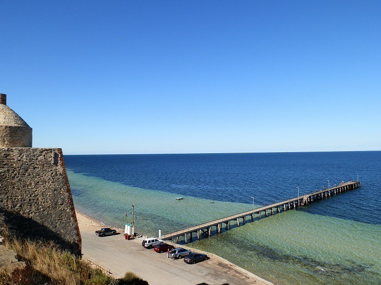 Wool Bay Jetty with temporary loo at left! Yorke Peninsula