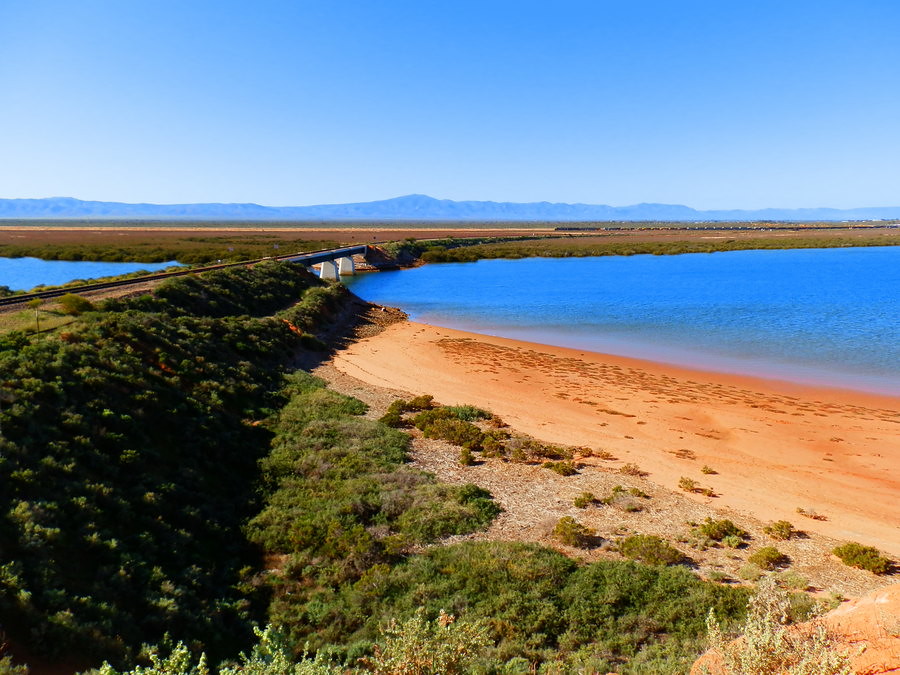 Spencer Gulf, Railway Bridge, Flinders Ranges from Red Cliff Walk