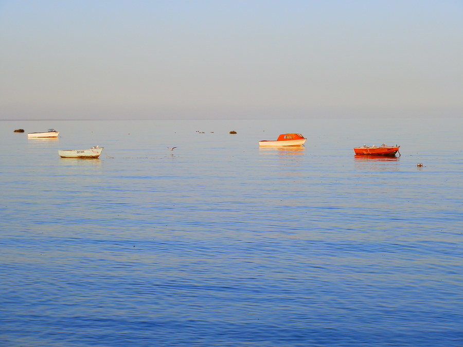 Boats in Port Clinton's Bay, High Tide, South Australia