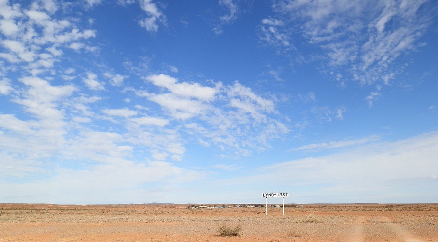 Old Railway Station Sign with Lyndhurst in the background, South Australia