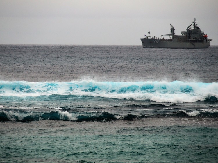The Sirius, moored off Slaughter Bay, Norfolk Island