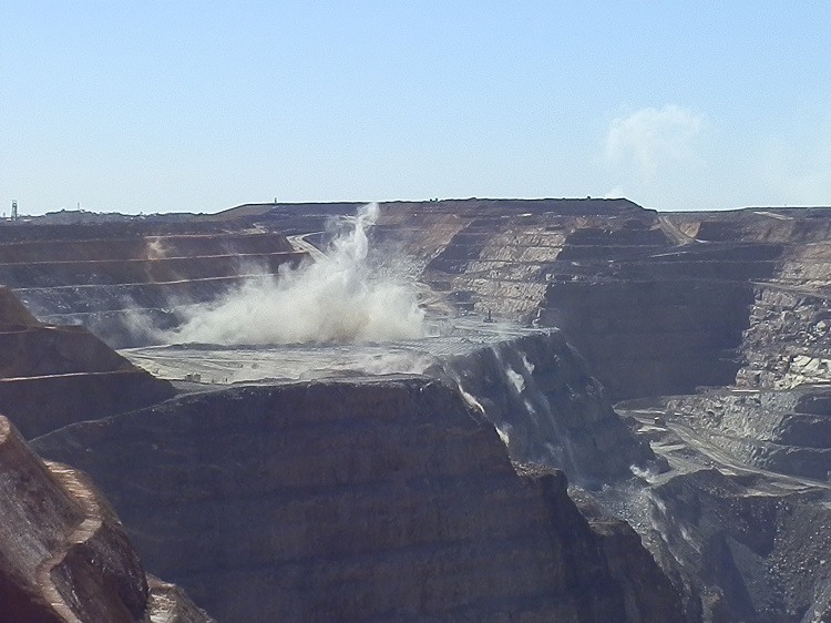 Blasting at the Super Pit, Kalgoorlie, Western Australia