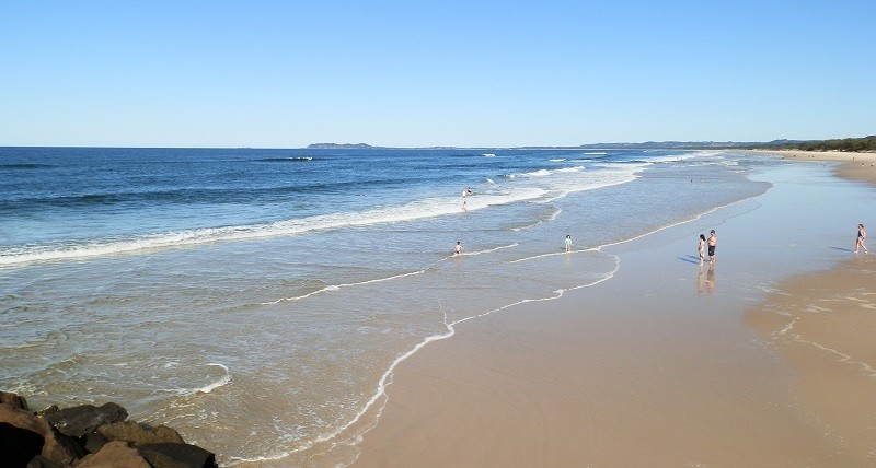 Surf Beach with Cape Byron - Australia's easternmost point - in the background, Brunswick Heads, New South Wales