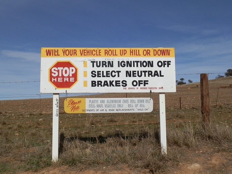Magnetic Hill Sign, via Orroroo, South Australia