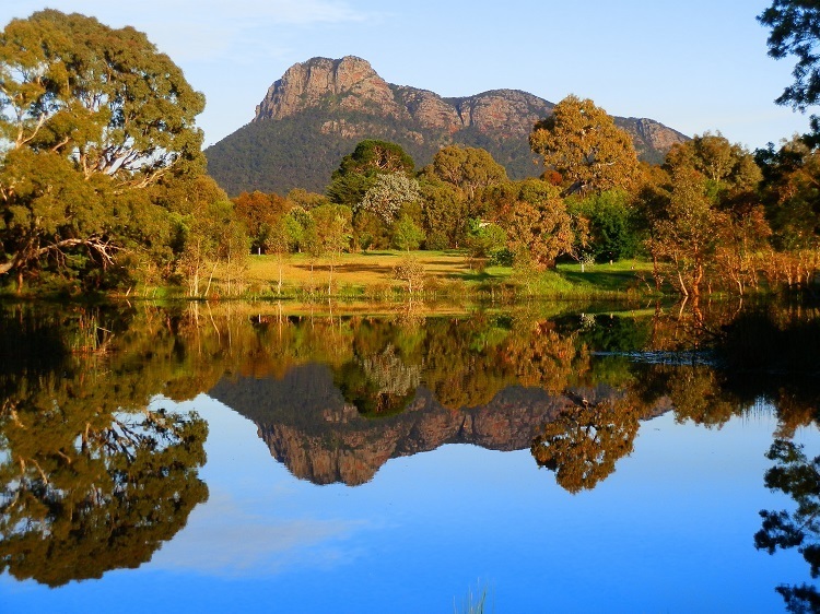 Mt Sturgeon from Dunkeld Arboretum Lake, Grampians, Victoria