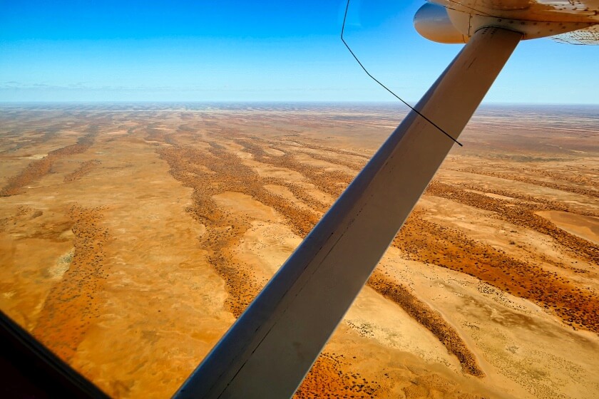 Flying over Sand Dunes, South Australian Outback