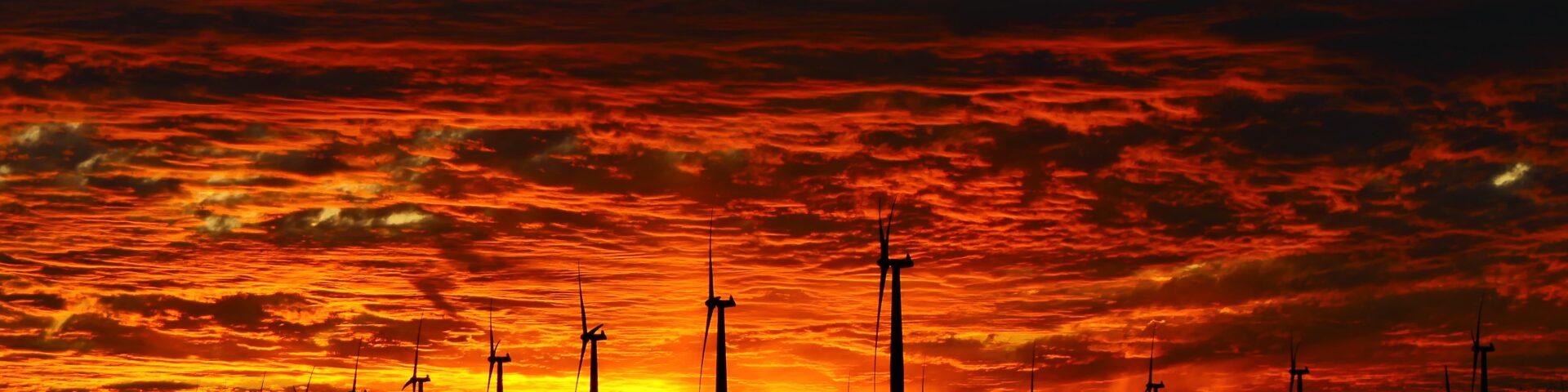 Sunset behind Wattle Point Wind Farm, Yorke Peninsula, South Australia