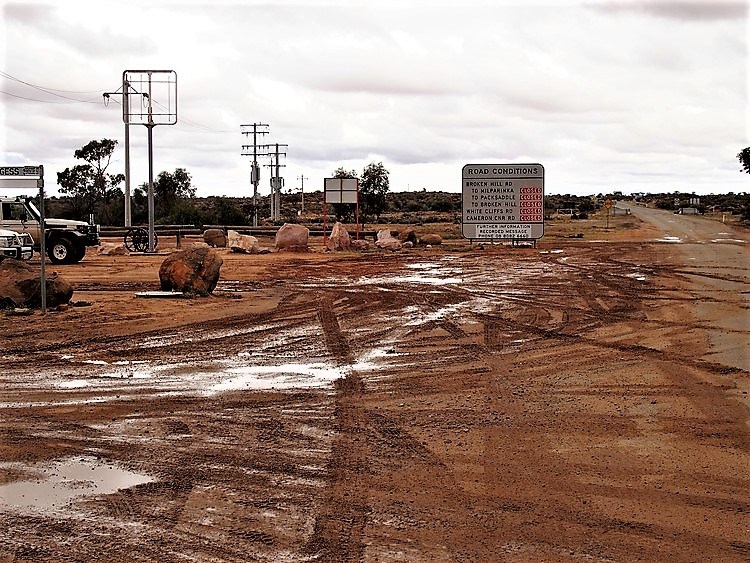 Marooned! Road Closure signs at Tibooburra, New South Wales