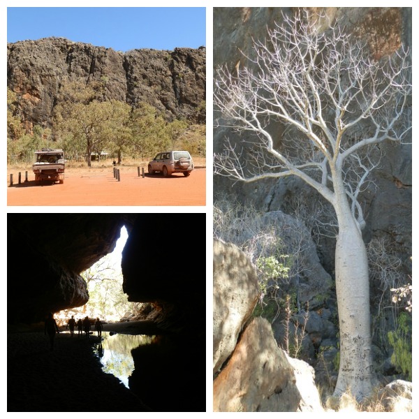 Tunnel Creek (lower left) with Boab Tree (right) and Carpark Loo (top), Gibb River Road, Kimberley